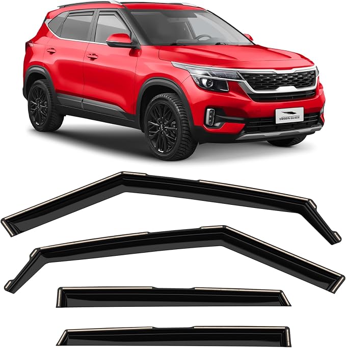 Voron Glass in-Channel Extra Durable Rain Guards for Kia Seltos 2021-2026, Window Deflectors, Vent Window Visors, 4 Pieces - 201234