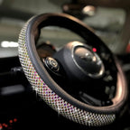 Large Size Bling Comfy Steering Wheel Cover with Jumbo Crystal Rhinestones, Anti-Slip Diamond Leather, 15.5-15.75 Inch (Colorful)