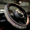 Bling Bling Comfy Steering Wheel Cover with Jumbo Crystal Rhinestones, Anti-Slip Diamond Leather, Universal 15 Inch (Colorful)