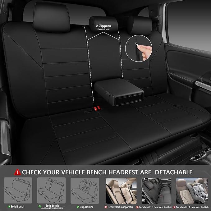 Neoprene Back Seat Cover, Universal Waterproof Bench Rear Seat Cover Universal Wetsuit Car Seat Cover Fit 95% Automotive Interior Covers for Cars Sedans SUVs (Rear,All Black)