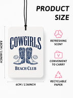 Blue Western Coastal Car Air Freshener 4 Pcs, Preppy Horseshoe Cowgirl Boots Hat Beach Hanging Air Freshener for Closet Drawer Books, Western Beachy Car Accessories Mirror Decor for Women