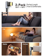 3.2A USB C Charger Cable,[2-Pack, 10FT] USB A to USB C Right Angle Gold-Plated Type C Charger Fast Charging Durable Braided Cord for iPhone 17 16 15 Samsung S10 S9 Note 10 S21 LG-Grey
