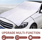 Universal Foldable Half Car Cover, Windproof Windshield Sunshade with Cotton Liner, Heavy-Duty All-Season Protection for Snow, Hail, Scratch & UV (Silver)