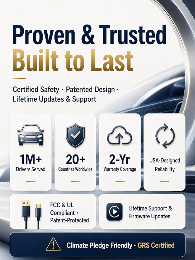 Wireless CarPlay Adapter for iPhone, Wired to Wireless CarPlay Dongle, Gold-Plated USB for Stable Connection, No Lag & Auto Reconnect in 5s, Mini Size Plug & Play, OEM Wired Cars 2016+ | USB-A/C Mini Car Dongle | Gold-Plated USB Connector | Bluetooth 5...