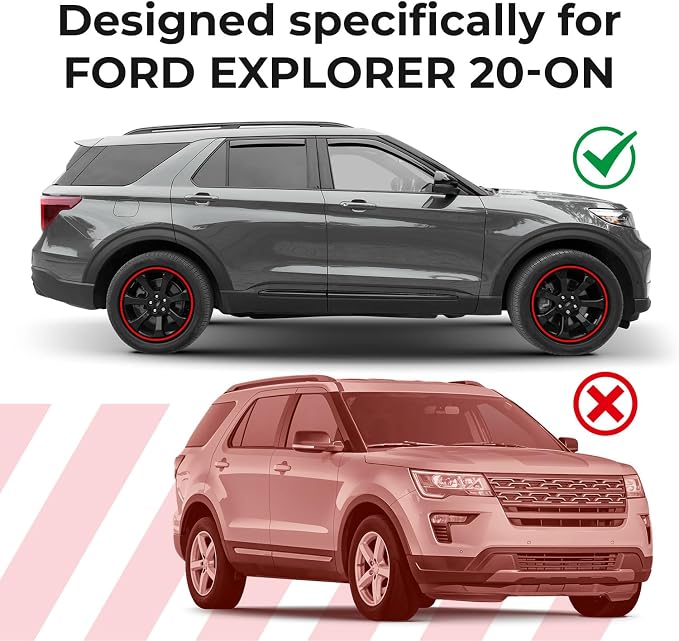 Window Deflectors Smoke Tinted In-Channel Side Window Vent Visor Deflectors Rain Guards Compatible with Explorer 2020-2026 - 4pcs. GW0711