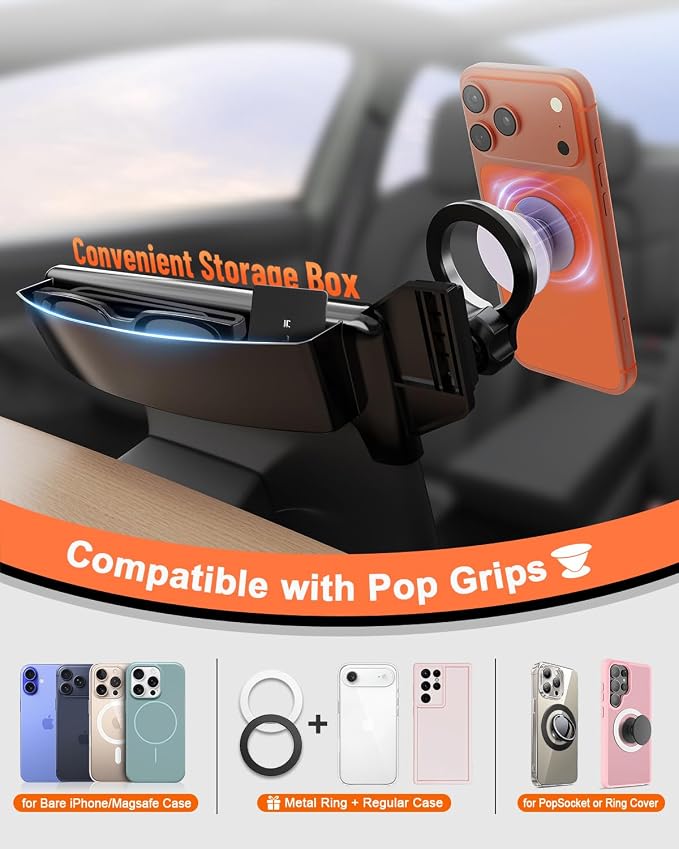 Magnetic Car Mount for Tesla Model Y 2020 2021 2022 2023 2024 & Model 3 2017 2018 2019 2020-2023: 360° Adjustable Car Touch Screen Phone Holder Made for Model 3/Y, for Magsafe iPhone Accessories