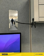 Clip On Cubicle Mirror to See Behind You at Computer Desk | 6.7 x 3 in acrylic convex rear view mirror for monitor, laptops, PC screens, office, reception and open office workspaces