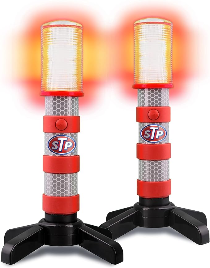 XTREME STP LED Road Flares, Emergency Road Flares for Vehicles, Car Flares with 3 Alert Modes, Magnetic Base, Foldable Stand, Emergency Roadside Lights, Visible Up to 1 Mile, White Flashlight