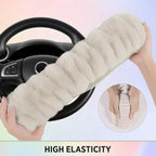 Steering Wheel Cover, Fluffy Car Wheel Covers for Women/Girls/Ladies，Soft Wool Fur Steering Wheel Protector, Universal 14 1/2 inches to 15 inches - White