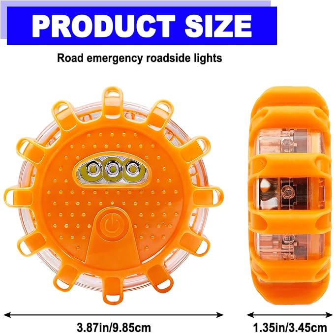 4 Pack Automotive Light LED Roadside Emergency Safety Flare Lights Hook Flashing Warning Beacon Disc Kit for Car Truck Vehicle Boat Automotive Security Rescue Search (Batteries not Included)