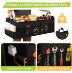 Trunk Organizer for SUV, Collapsible Trunk Organizer for Car, Non-Slip Bottom, Storage Organizer for Sedans, Van, Jeep, Grocery, Large 4 Compartments, Black Mixed Orange 32"×13"×12"