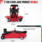 2 Ton Low Profile Hydraulic Floor Jack, Reinforced Steel Trolley Jack with 360° Swivel Casters, Safety Valve & Oxford Storage Bag for Car SUV Truck 4x4