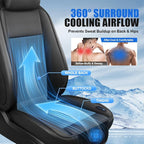 Cooling Car Seat Cushion – 3 Speeds Adjustable Ventilated Car Seat Cover for Cars Without AC, Breathable Automotive Cooling Seat Covers for Cars, 12V Plug & Play, Black (1 Pack)