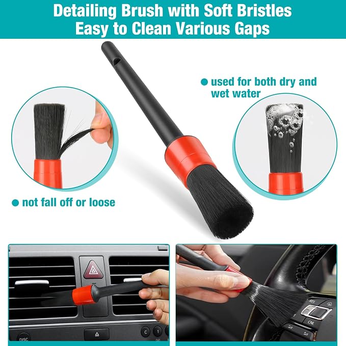 Car Interior Duster Detailing Cleaning Gel Brushes Kit, | Soft Dust Detail Crevice Brush Slime Putty Cleaner Accessories Tools for Dashboard,Air Vent,Panel,Leather