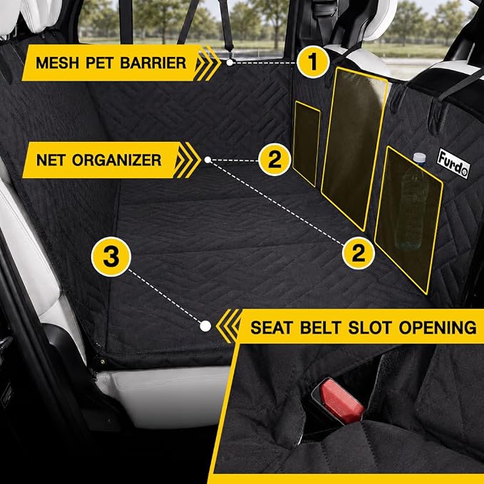 Back Seat Extender for Dogs – Hard Bottom Seat Cover for Dogs, Dog Hammock, Back Seat Pet Cover, Back Seat for Car/SUV/Small Trucks