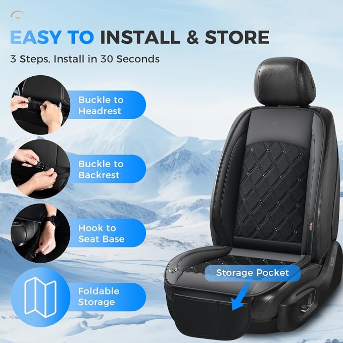 Coverado Cooling Car Seat Cover, 12V-24V Ventilated Front Seat Cushion for Car, 3-Speed Adjustable Seat Cover for Summer Driving Seat, Universal Fit for Car SUV Truck Van