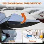 Windshield Window Snow Cover with 2 Hooks and 2 Mirror Covers Ice and Snow Front Window Sunshade Cover Fit for SUVs, Trucks, Cars (White-SUVs)