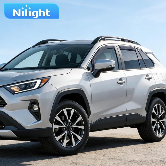 in-Channel Rain Guards for Toyota RAV4 2019 2020 2021 2022 2023 2024 2025, Light Smoky Blue Side Window Visor Deflectors Vent Shades, Rain Protection & Wind Noise Reduction, 4PCS