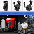 Car Cup Holder Expander 2 in 1，Expandable Cup Holder with 360°Adjustable Base，Compatible with Hydro Flask, Yeti, Nalgene, Other Large Bottles Drinks Mugs, Expandable to 2.87"-6" (Black)