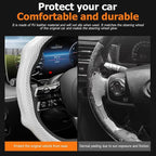 Car Steering Wheel Cover with Comfort Grip, 14.5-15" Carbon Fiber Laser Non-Slip Steering Wheel Protector, Cool Stylish Auto Interior Decor Accessories, Universal for Van SUV Sedan (White)