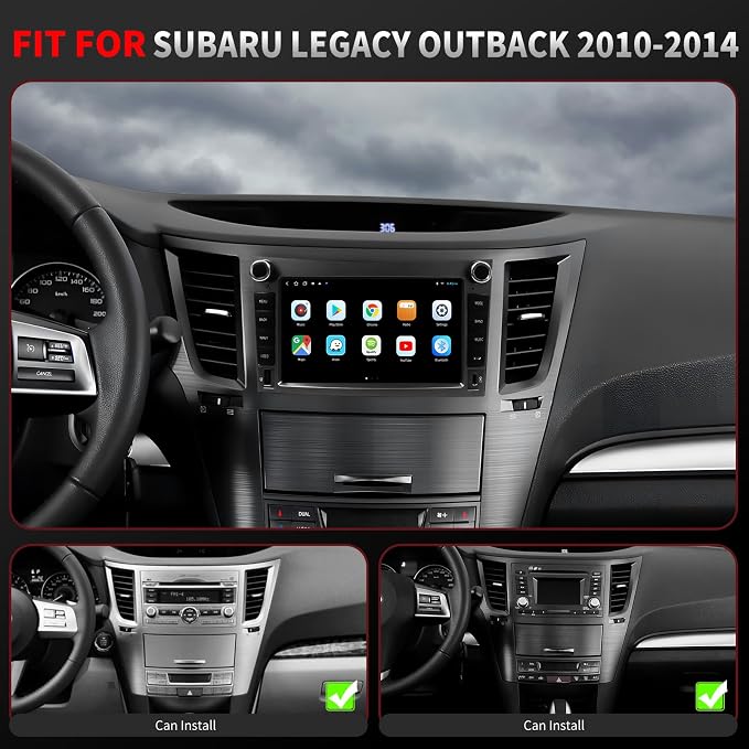 QLED Radio for Subaru Legacy Outback Upgrade 2010 2011 2012 2013 2014,4G Network,Touch Screen Stereo Replacement,Wireless carplay Android auto,Free Camera
