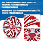 4-Pack 13 Inches Wheel Rim Cover Hubcaps,Redesign Fashion Style Replacement Hubcaps,Car Truck SUV Hub Accessories, White&Red