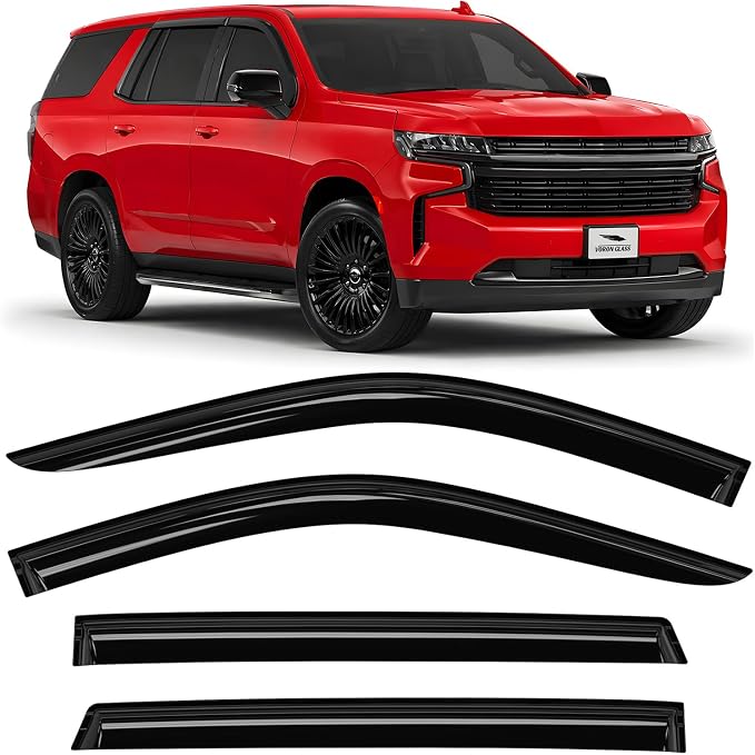 Voron Glass Tape-on Extra Durable Rain Guards for Chevrolet (Chevy) Tahoe 2021-2026, Window Deflectors, Vent Window Visors, 4 Pieces - 100926