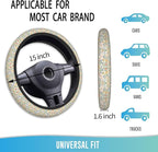 Elastic Steering Wheel Cover Car Accessories Cute Universal 15 Inch Absorbing Sweat Non-Slip Breathable for Woman - Green Floral