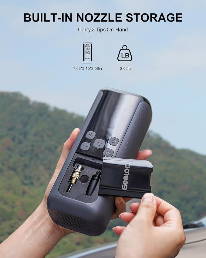 GT160 DUAL Tire Inflator Portable Air Compressor, 4X Faster Dual Cylinder & Upgraded Color LED Screen Portable Air Pump for Car Tires, Auto Shut-off Electric Bike Tire Pump with Pressure Gauge