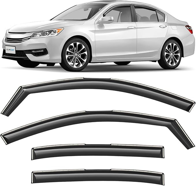in-Channel Incredibly Durable Rain Guards for Honda Accord 2013-2017 Sedan, Original Window Deflectors, Vent Window Visors, Vent Deflector, 4 pcs. - 613274