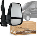Passenger Side Mirror for 2020-2023 Ford Transit 150 250 350 Short Arm with Power Folding Blind Spot Monitoring BSM Turn Signal Textured Black 10 Pins Right FO1321654