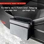 Car Trash Can, Foldable Multifunctional Hanging Storage Box Trash Can with a Roll of Garbage Bag, Multi Pocket Design Suitable for Car, Home, and Office Car Trash Cans (Grey)
