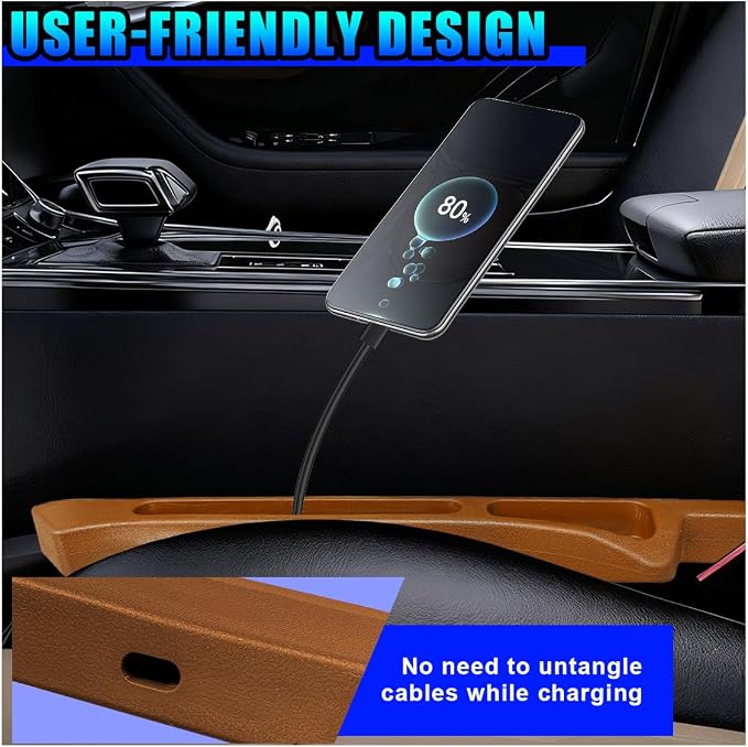 2PCS Car Seat Gap Filler Organizer, Multifunctional Car Gap Stopper Between Seat & Console Prevent Things Drop, Universal Vehicle Interior Phone Holder Accessories for SUVs Trucks (Orange)