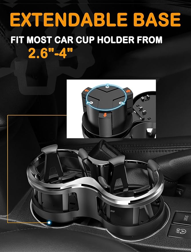 Car Cup Holder Expander with Adjustable Base Fits Mugs & Ashtray | Fit Bottle within 2.7”|With Expandable Base|2 in 1 Cup Holder Adapter| for Car with Expandable Insert