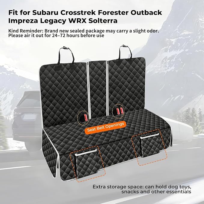 2026 New Dog Car Seat Cover for Back Seat, Fits for Subaru Crosstrek Forester Outback Impreza Legacy WRX Solterra Accessories, Waterproof & Non-Slip Pet Bench Backseat Cover
