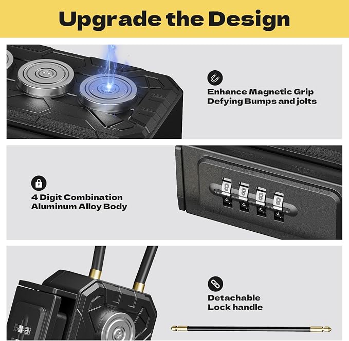 3xN52 Magnetic Key Lock Box,Magnetic Key Holder,Magnet Key Box for Under car,Hide a key with 10000+ Secure Combinations with Strong Magnet for Storage Indoors, Outside