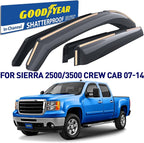 Goodyear Shatterproof in-Channel Window Deflectors for Trucks GMC Sierra 2500HD/3500HD 2007-2014 Crew Cab, Rain Guards, Window Visors, Vent Deflector, Truck Accessories, 4pcs- GY003400LPv2
