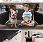 Back Seat Extender for Dogs, Heavy Duty Dog Car Seat Cover for Back Seat and Aggressive Chewer, Large Hard Bottom Seat Cover for Dogs, Dog Hammock for Car, Travel Pet Bed for Car, SUV, Truck