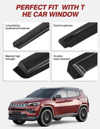 Outside-Mount Window Rain Guards Fit for Jeep Compass 2017-2026, Extra Durable Window Visors Wind Deflector Dark Smoke Vent Shades Car Tape-on with Thicker-6 PCS