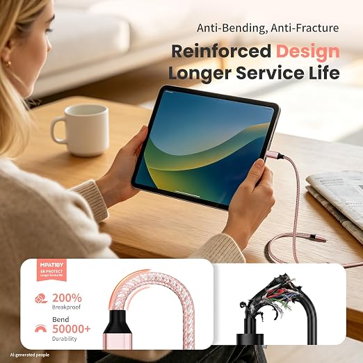 4 in 2 Multi Charging Cable,USB A/C Splitter Multi Charging Cable with 3 X Type-C,1 X IP,Upgrade 2026 Travel Holiday Essentials Phone Charger Cord for iPhone 17/16/15/14,Car Accessories for Women,Pink