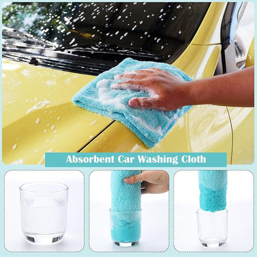 15 Pcs Car Microfiber Towels Buffing Drying Wash Cleaning Cloths Plush Large Towels Thick Care Polishing Detailing Waxing Scratch Proof Towel, 15.75 x 15.75 Inch (Light Blue)