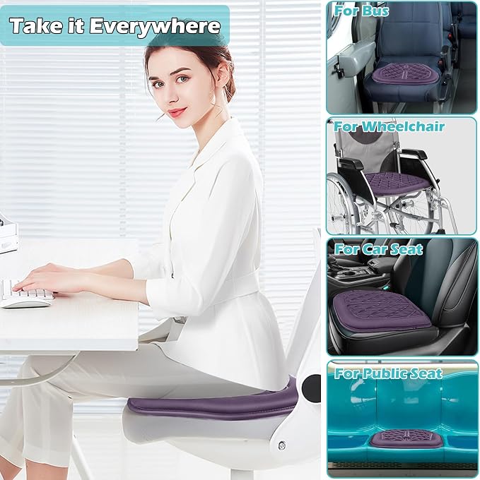 Car Seat Cushion, Comfort Memory Foam Driver Seat Cushion Improve Driving View, Sciatica and Lower Back Pain Relief, Seat Cushions for Car Seat Driver, Home Office Chair, Wheelchair - Gray