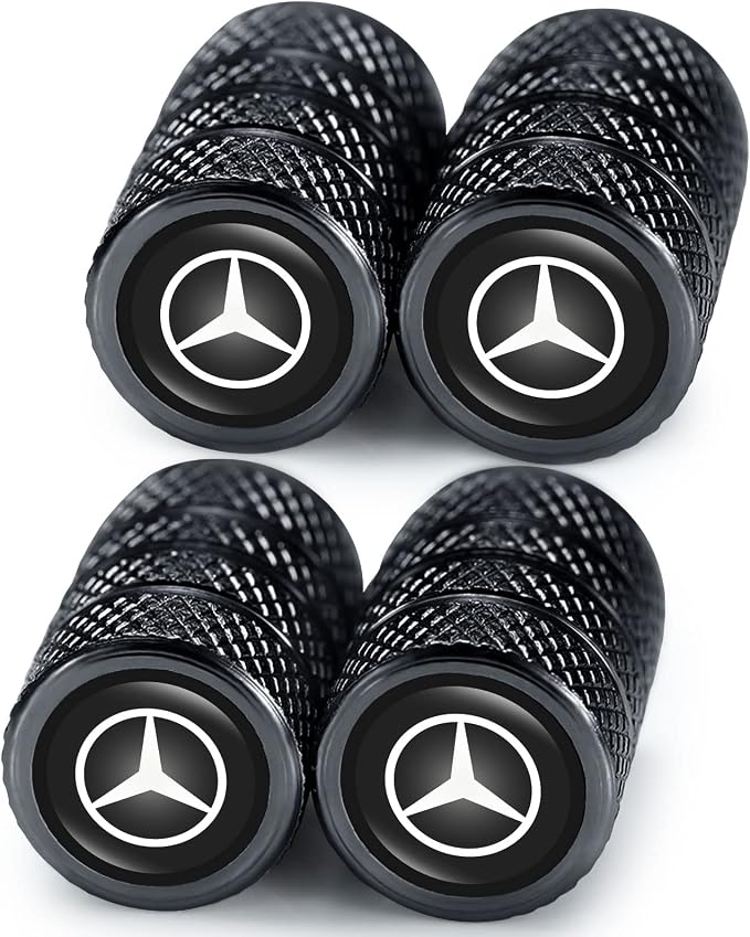 Car Tire Valve Stem Caps for Automobiles,Dust Caps Compatible with Mercedes Benz CESM CLK GLK GL AB GLS GLE AMG Series Car Tires，Alloy Leak-Proof Valve Cover