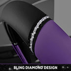 Leather Steering Wheel Cover - Made with PVC Leather - Anti-Slip, Universal Fit 14 1/2 inches to 15 1/2 inches - Purple