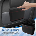 2PCS Car Trash Can with Lid, Press-Top Car Trash Bin with 30PCS Cars Trashs Bags, Small Automotive Dustbin Garbage Container Universal Fit Most Cars Office Home (2pcs-Black)
