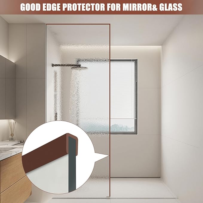 Rubber Edge Trim, Flexible Edge Trim for Sharp Edge, 3/16" U Channel Edge Protector, Self Adhesive Edge Guards for Plywood, Glass, Flexi-Glass and Mirror, 20Ft, Brown Color