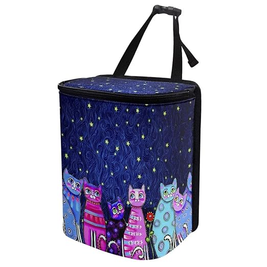 Galaxy Cat Print Car Trash Can with Lid, Leak Proof Auto Trash Bag Hanging Vehicle Garbage Can Multipurpose Storage Container for Back Seat Road Trip