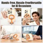 Magnetic Phone Ring for MagSafe Dual-Sided Magnetic Phone Grip Magnet Phone Stand Grip Compatible with iPhone 17/16/15/14/13 Pro Max Plus Mag Safe Accessory for Car Mounts (Orange)