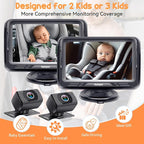 Baby Camera for Car 2 Pack - Dual HD 1080P Monitors with Night Vision, Adjustable Angles, Glare-Free Display, Easy Installation for Two Vehicles, Ideal for Road Trips