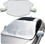 Car Windshield Snow Cover with Side Mirror Cover, 4 Layers Winter Frost Protection for Any Weather, Windscreen Covers with Magnetic Edges, Front Window Automotive Covers for Car SUV Trucks